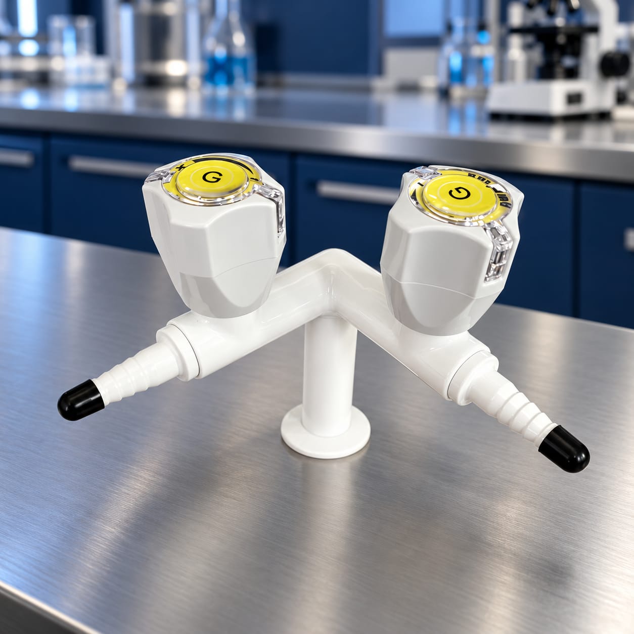 Double-outlet laboratory gas tap